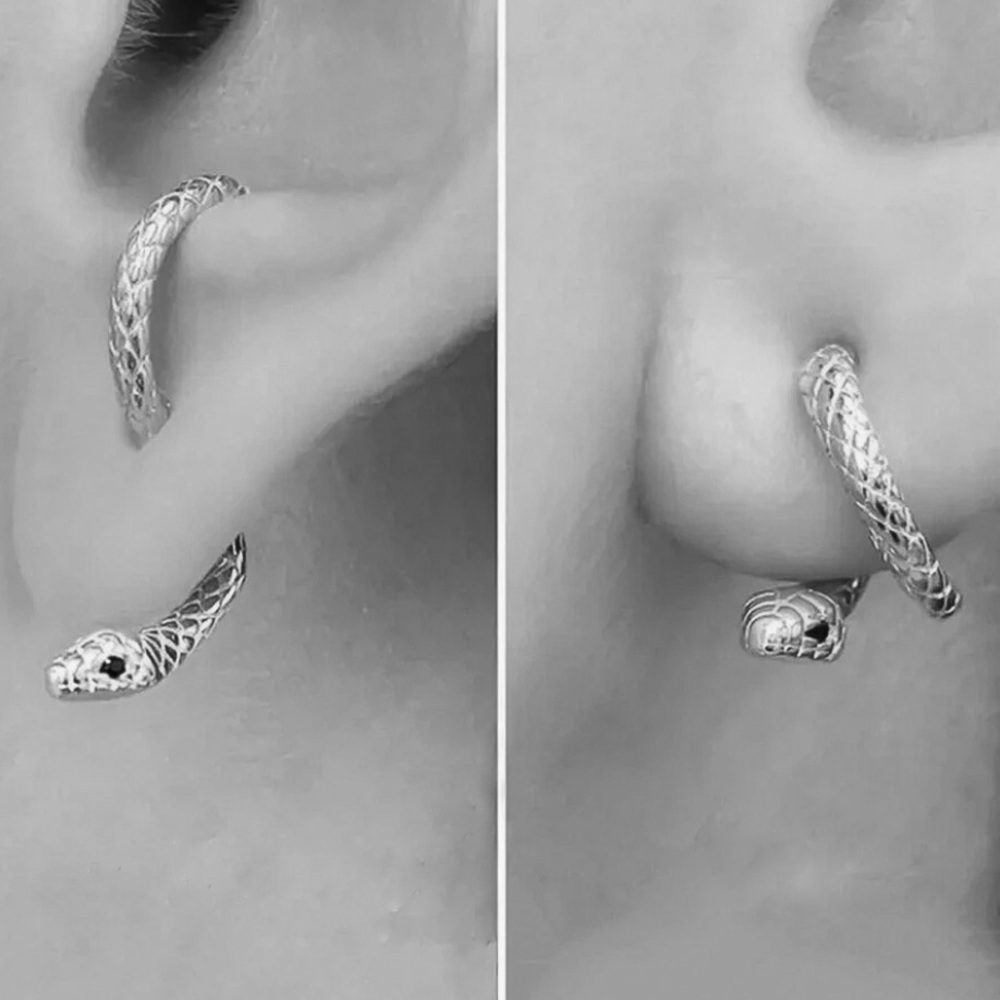 Any 4/$25! Silver Snake/Serpent Stud Earrings - Picture 3 of 6